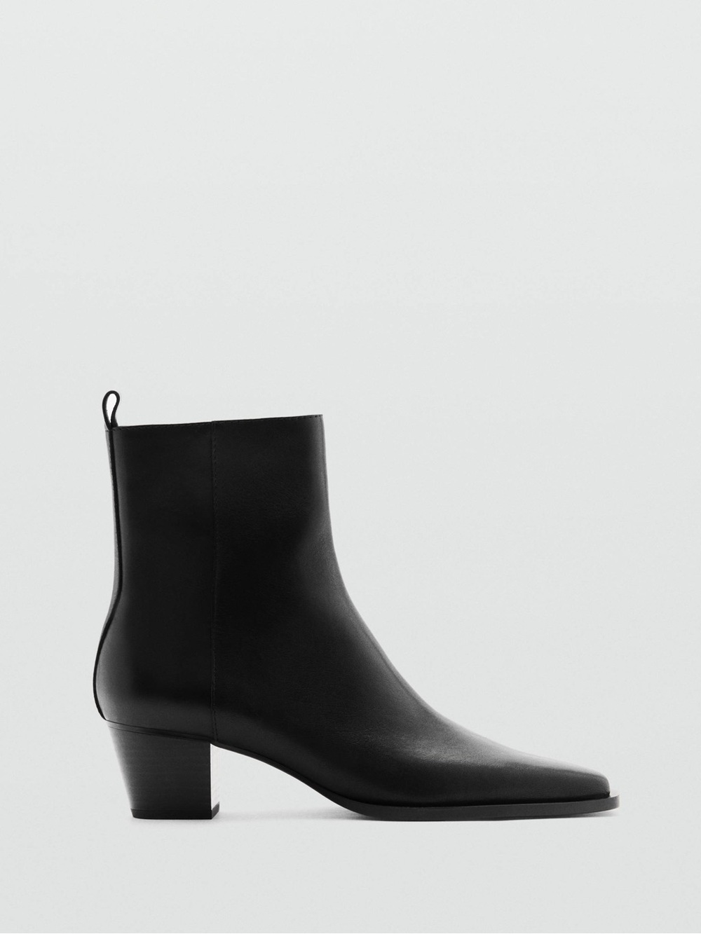 Mango Black Leather Square Toe Ankle Boots
 BLOCK HEEL US 6 Euro 36 new